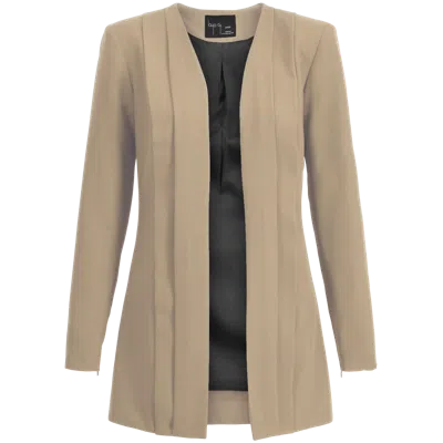 Layo G Neutrals / Brown Women's Pleated Stretch Blazer — Caramel Tan Brown