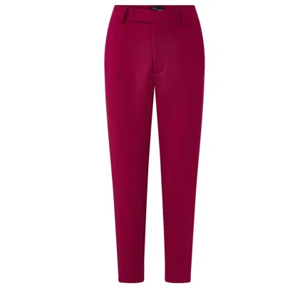 Layo G Pink / Purple Women's Cropped Pink Purple Fucshia Stretch Dress Pants - Tall In Red