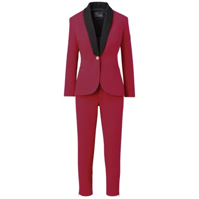 Layo G Pink / Purple Women's Tailored Stretch Suit Set — Fuchsia Pink In Red