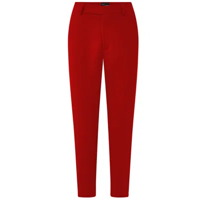 Layo G Women's Cropped Crimson Red Stretch Dress Pants - Petite In Burgundy