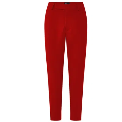 Layo G Women's Cropped Crimson Red Stretch Dress Pants - Tall