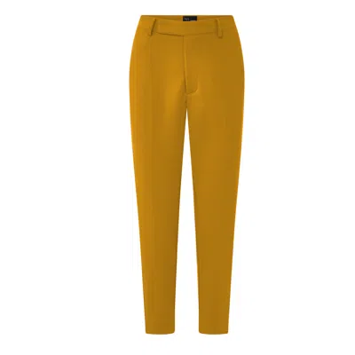 Layo G Women's Cropped Mustard Gold Yellow Stretch Dress Pants - Petite In Orange