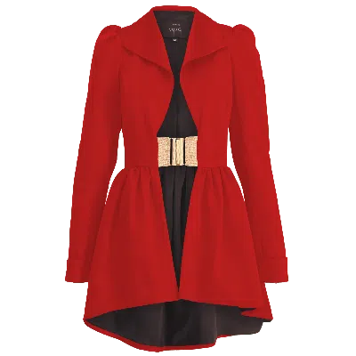 Layo G Women's Flared Collar Jacket Dress - Crimson Red