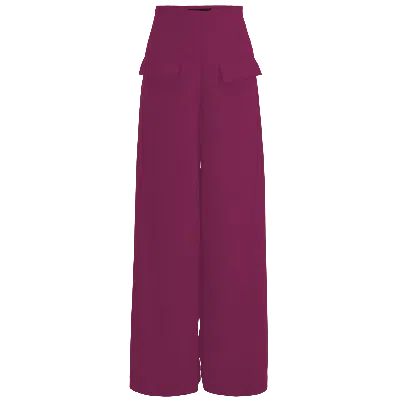 Layo G Women's Pink / Purple Stretch Wide-leg Dress Pants — Fuchsia Pink Purple In Red