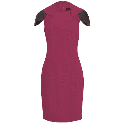Layo G Women's Pink / Purple Stretch Zip Collar Midi Dress - Fuchsia Pink Purple In Burgundy
