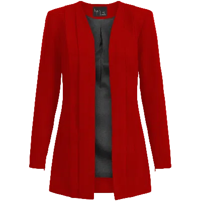 Layo G Women's Pleated Stretch Blazer — Crimson Red