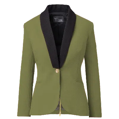 Layo G Women's Rebellious Stretch Blazer - Olive Green In Multi