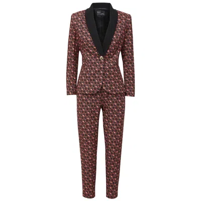 Layo G Women's Stretch Patterned Suit Set — Rose Gold & Coral Pattern In Brown