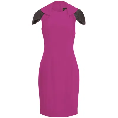 Layo G Women's Stretch Zip Collar Midi Dress - Platinum Pink In Purple