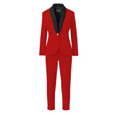 Layo G Women's Tailored Stretch Boss Suit Set - Crimson Red In Multi