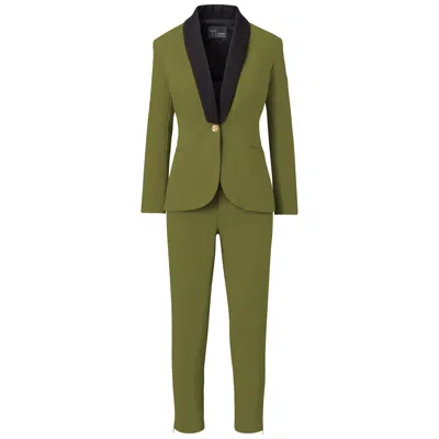 Layo G Women's Tailored Stretch Boss Suit Set - Olive Green