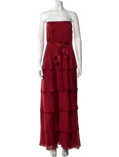 Pre-owned Lazaro Linen Long Dress In Red