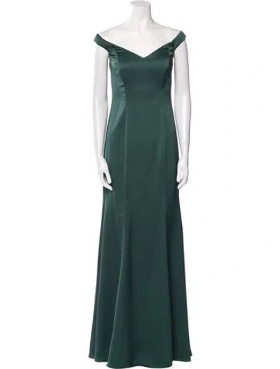 Pre-owned Lazaro Off-the-shoulder Long Dress W/ Tags In Green
