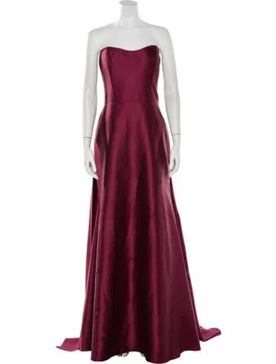 Pre-owned Lazaro Strapless Long Dress In Burgundy