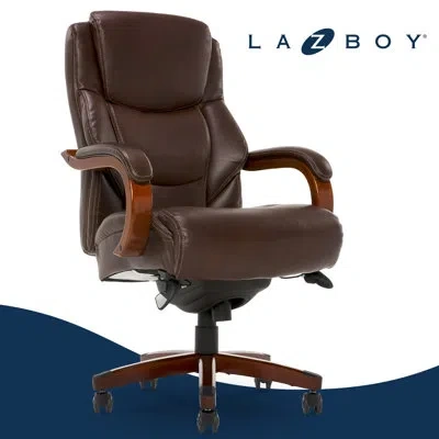 La-z-boy Delano Big & Tall Executive Office Chair, Ergonomic Mid-back With Body Pillow Lumbar Support, Comfor In Dark Brown