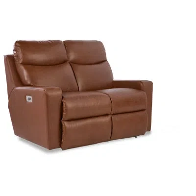 La-z-boy Emmons Power Leather Reclining Loveseat With Power Headrest And Lumbar In Oak