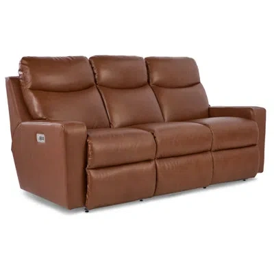 La-z-boy Emmons Power Leather Reclining Sofa With Power Headrest And Lumbar In Brown