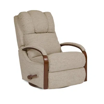 La-z-boy Harbor Town Manual Gliding Recliner In Light Gray Polyester