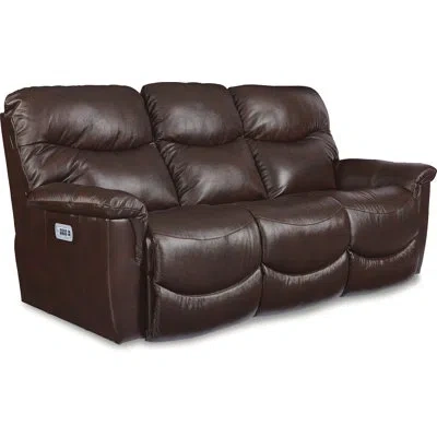 La-z-boy James Power Leather Match Reclining Sofa With Power Headrest And Lumbar In Walnut