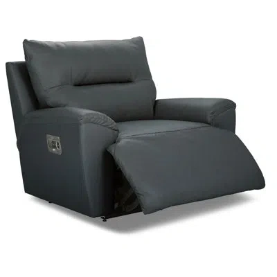 La-z-boy Palmer Power Reclining Chair And A Half W/ Headrest And Lumbar In Blue Grey