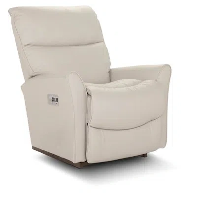 La-z-boy Rowan Power Rocking Recliner W/ Headrest And Lumbar In Beige Leather Match
