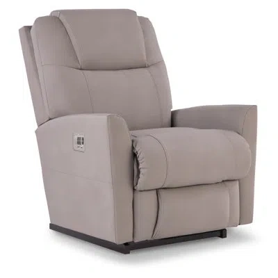 La-z-boy Sparrow Leather Rocking Recliner With Power Headrest And Lumbar In Dove Gray
