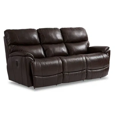 La-z-boy Trouper Leather Match Reclining Sofa In Black