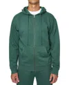 Lazer Mens Relaxed Cotton Zip Hoodie In Deep Emera