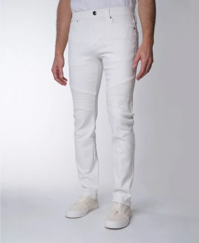 Lazer Men's Skinny Fit Moto Stretch Jeans In White