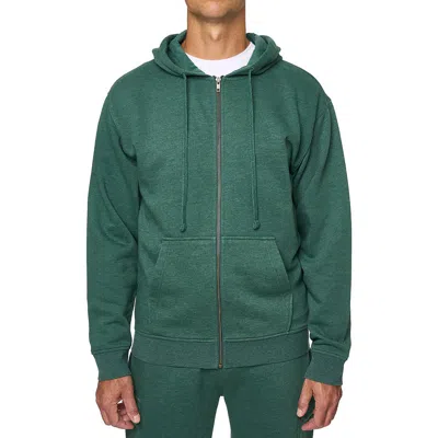 Lazer Mens Relaxed Cotton Zip Hoodie In Deep Emera