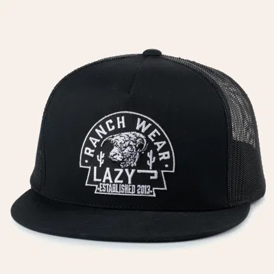 Lazy J Men's Black On Black Arrowhead Logo Patch Snap Back Cap