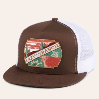 Lazy J Ranch Brown & White With Desert Bull Embroidered Patch Cap