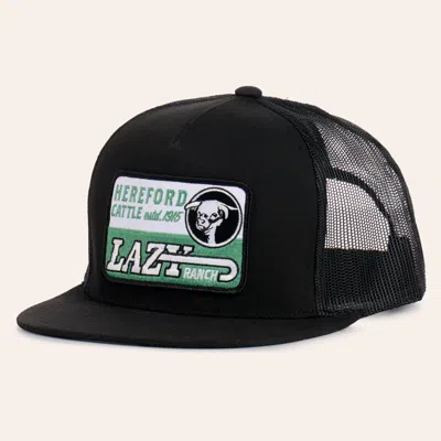 Lazy J Ranch Wear Black Shafter Patch Flat Bill Trucker Cap