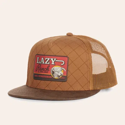 Lazy J Ranch Wear Hard Day Brown Red Patch Flat Bill Cap