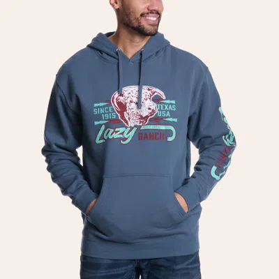 Lazy J Ranch Wear Men's Buster Stone Wash Blue Graphic Hoodie