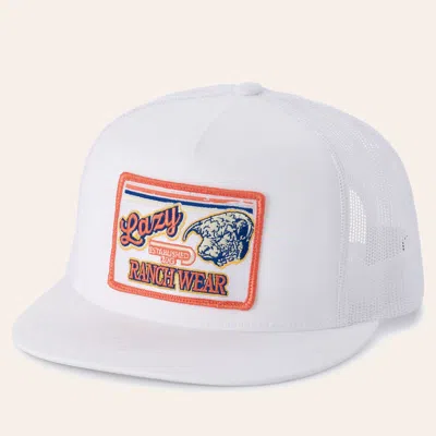Lazy J Ranch Wear Men's White Retro Navy & Orange Logo Patch Cap