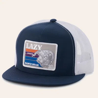 Lazy J Ranch Wear Navy & White Sunset Bull Logo Patch Cap In Blue