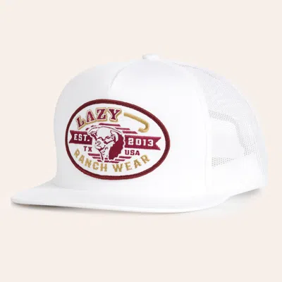 Lazy J Ranch Wear White Cattle King Patch Flat Bill Trucker Cap