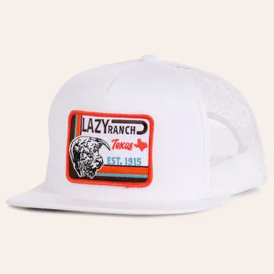 Lazy J Ranch Wear White Rio Grande Patch Flat Bill Trucker Cap