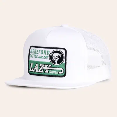 Lazy J Ranch Wear White Shafter Patch Flat Bill Trucker Cap