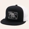 Lazy J Ranchwear Black & White Elevation Patch Snap Back Cap In Black