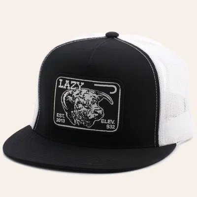 Lazy J Ranchwear Black & White Elevation Patch Snap Back Cap