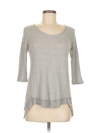 Pre-owned Lazy Sundays 3/4 Sleeve Top Gray Scoop Neck Tops
