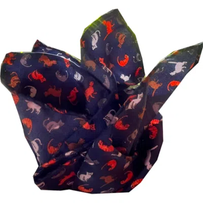 Lazyjack Press Men's Blue Cat's Meow Pocket Square
