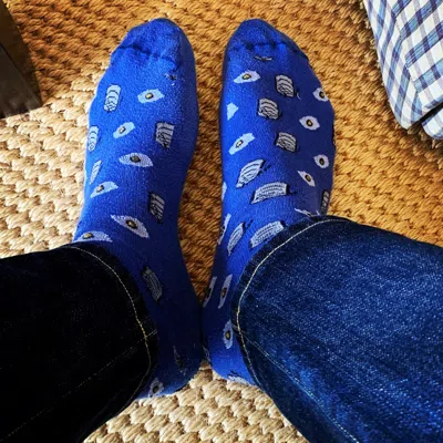 Lazyjack Press Men's Blue Kegs & Eggs Socks