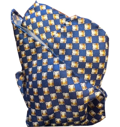 Lazyjack Press Men's Blue Whiskey Business Pocket Square