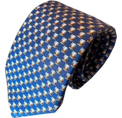 Lazyjack Press Men's Blue Whiskey Business Tie In Gray