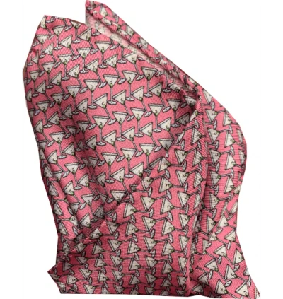 Lazyjack Press Men's Pink Shaken Not Stirred Pocket Square