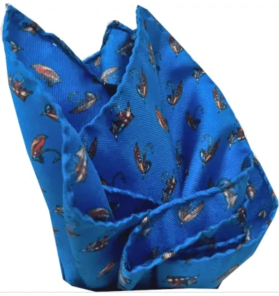 Lazyjack Press Men's Show Me Your Fly Pocket Square In Blue