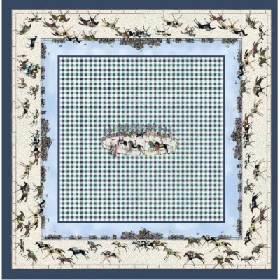 Lazyjack Press Women's Blue The Mane Event Italian Silk Scarf